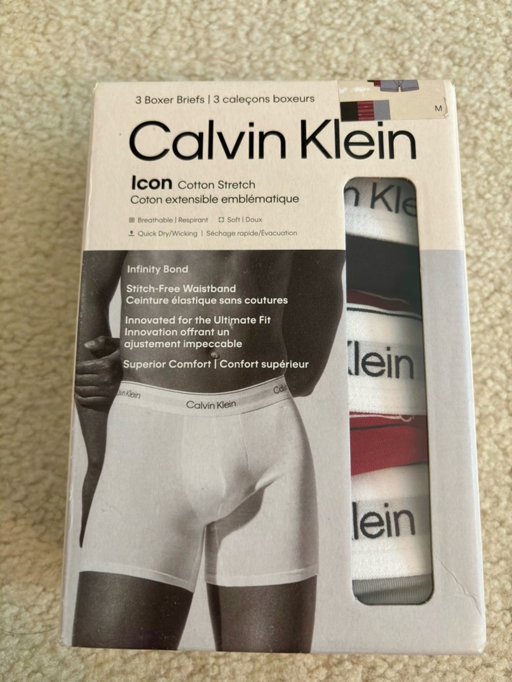 NIB Calvin Klein Men’s 3 Icon Cotton Stretch Boxer Briefs Pack - Size M